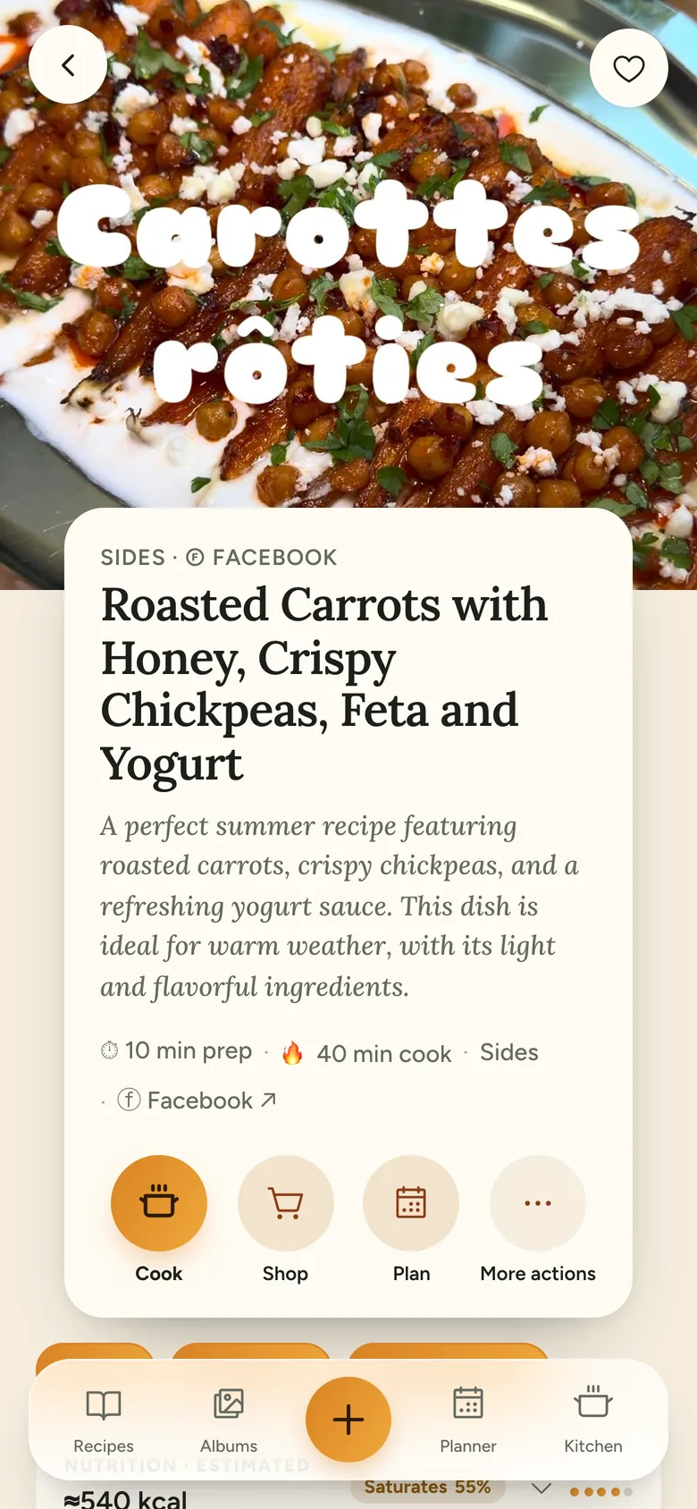 A recipe in Hapsi with its ingredients, quantities and steps